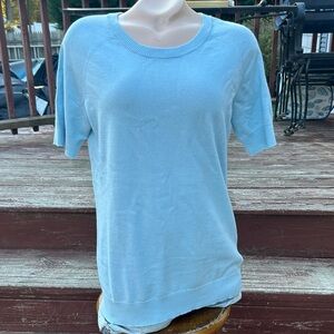 Anatomie Sky Blue Short Sleeve Women's Top Size Med- Cotton Blend